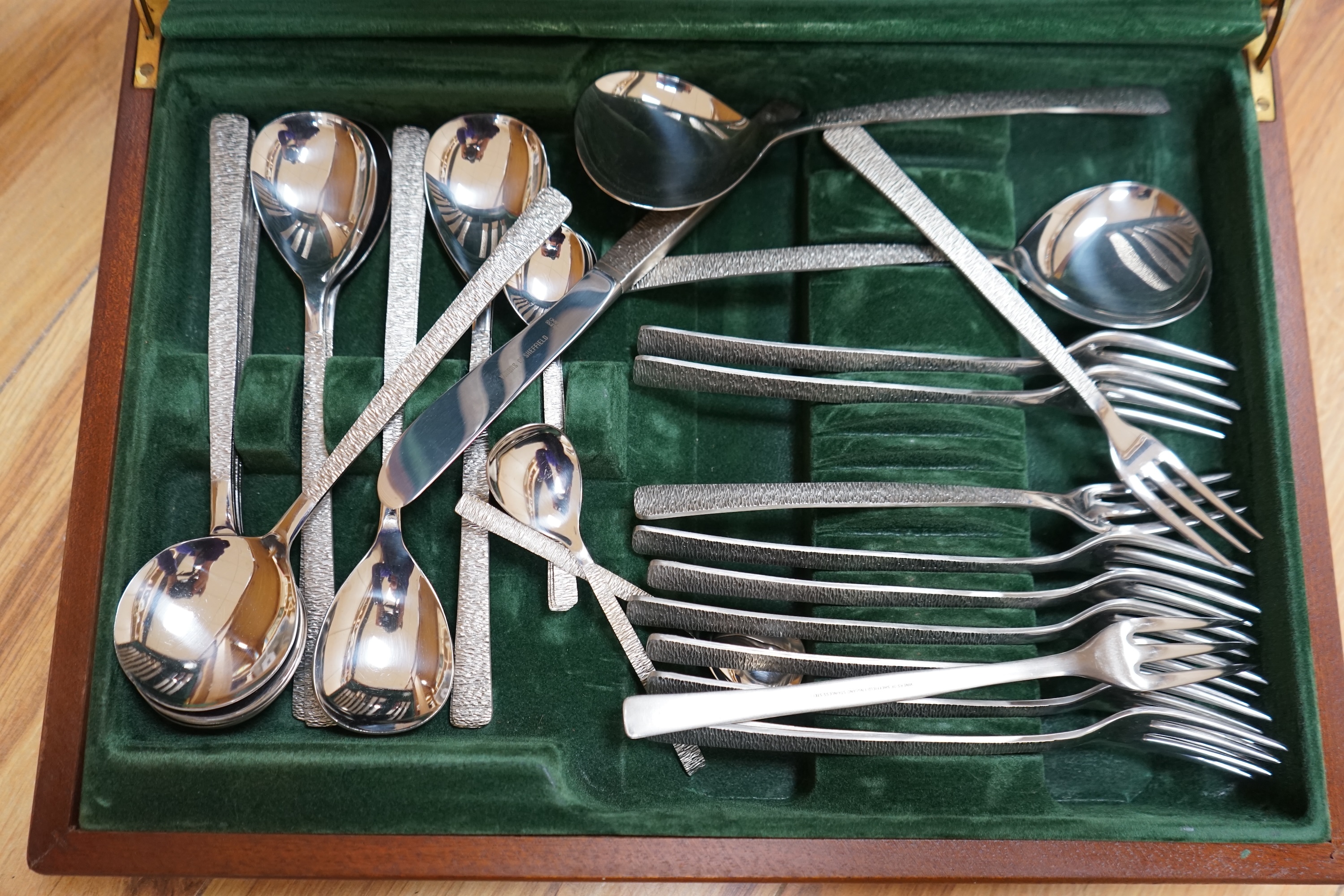 Gerard Beaney for Viners, a mid century stainless steel canteen of cutlery. Condition - fair to good